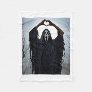 Ghost Red Heart Hands Y Face Halloween Valentines  Fleece Blanket