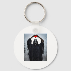 Ghost Red Heart Hands Y Face Halloween Valentines  Keychain