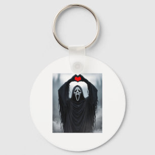 Ghost Red Heart Hands Y Face Halloween Valentines  Keychain