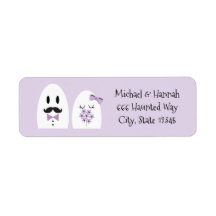 Ghost Return Address Labels Halloween Wedding
