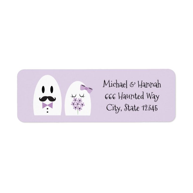 Ghost Return Address Labels Halloween Wedding (Front)