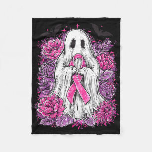 Ghost Ribbon Breast Cancer Awareness Halloween Flo Fleece Blanket