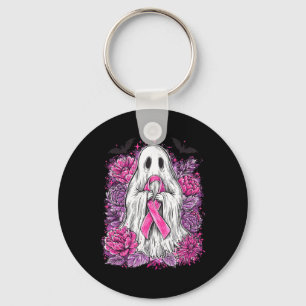 Ghost Ribbon Breast Cancer Awareness Halloween Flo Keychain