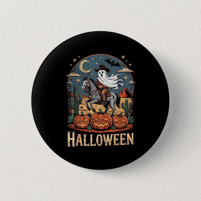 Ghost Riding Horse Halloween Season  2 Inch Round Button (Front)