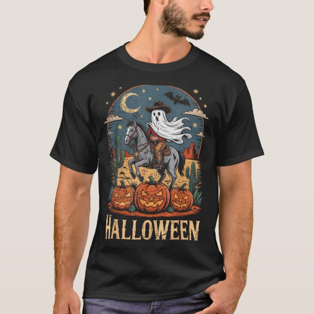 Ghost Riding Horse Halloween Season  T-Shirt (Front)