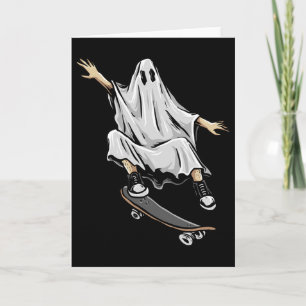 Ghost Riding Skateboard Gifts Funny Halloween Cost Card