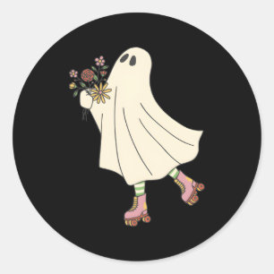 Ghost Roller Skate Halloween Classic Round Sticker