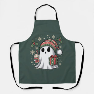 Ghost Santa Christmas Holiday Xmas Halloween Ghost Apron