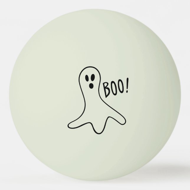 Ghost Saying Boo Black Outline on Glow-in-the-Dark Ping Pong Ball (Front)
