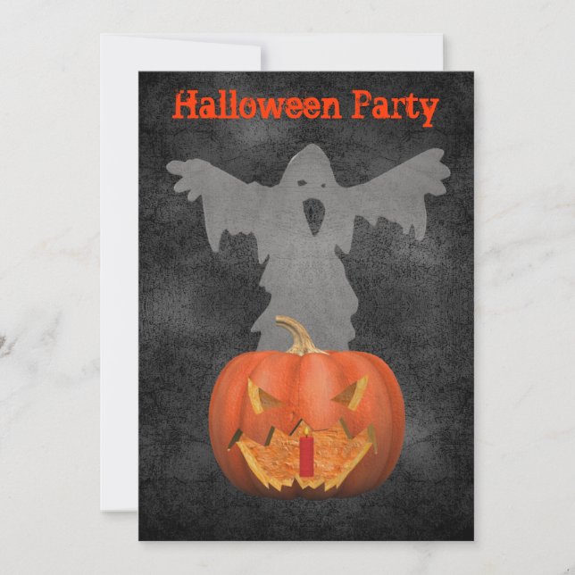 Ghost Scary Jack-o'-lantern Halloween Invitation (Devant)