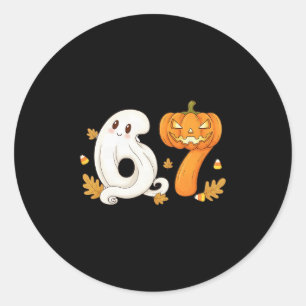 Ghost Scary Pumpkin Head 67 Six Seven Halloween Fu Classic Round Sticker
