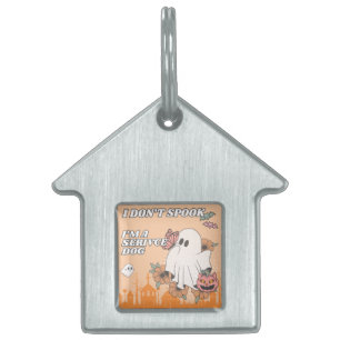 Ghost Service Dog Pet ID Tag