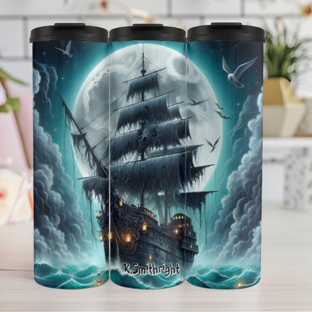 Ghost Ship in Moonlit Clouds Thermal Tumbler (Creator Uploaded)