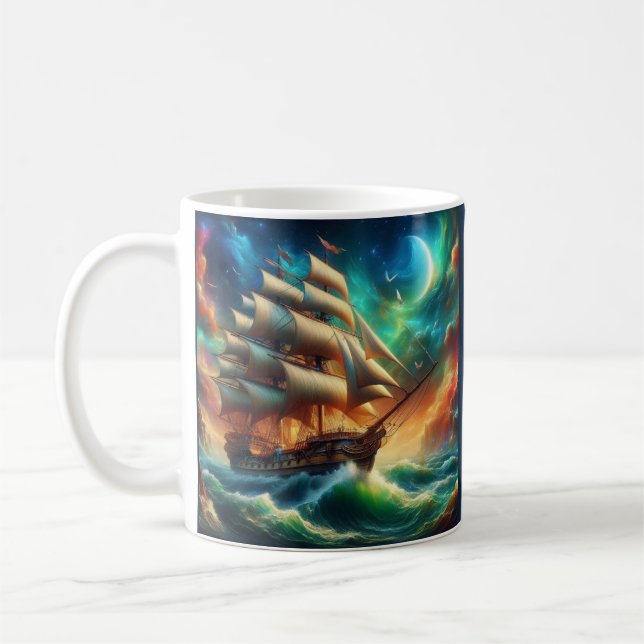 Ghost Ship Lady Lovibond in a Cosmic Storm Coffee Mug (Left)