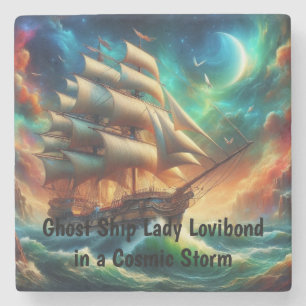 Ghost Ship Lady Lovibond in a Cosmic Storm Stone Coaster