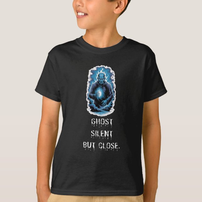 Ghost Silent But Close – Dark Blue Spirit T-Shirt (Front)