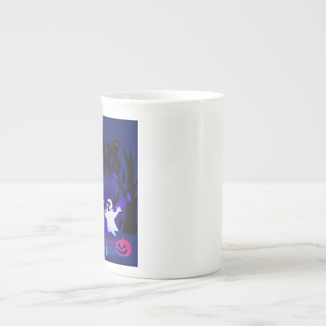 Ghost Singing Contest in Haunted Forest Graveyard Bone China Mug (Front)