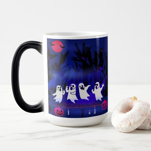 Ghost Singing Contest in Haunted Forest Graveyard Magic Mug (With Donut)