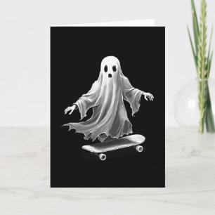 Ghost Skateboard Funny Skateboarding Lazy Hallowee Card