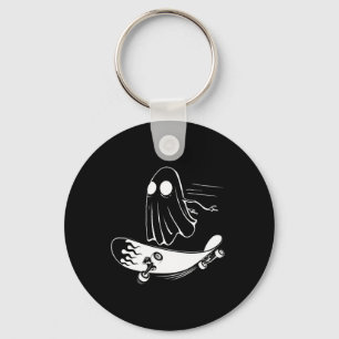 Ghost Skateboard Funny Skateboarding Lazy Hallowee Keychain