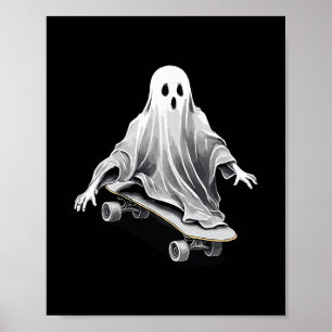 Ghost Skateboard Funny Skateboarding Lazy Hallowee Poster