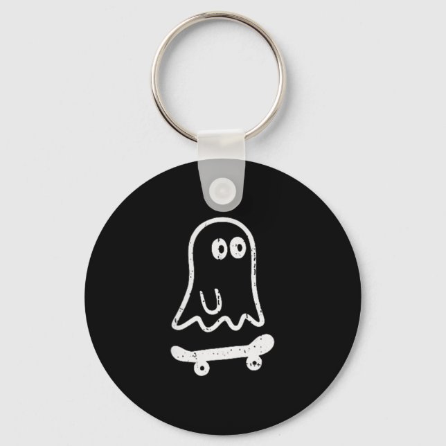 Ghost Skateboard Halloween Costume Skateboarding B Keychain (Front)