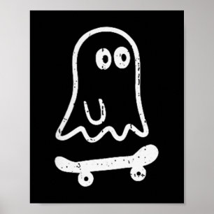 Ghost Skateboard Halloween Costume Skateboarding B Poster