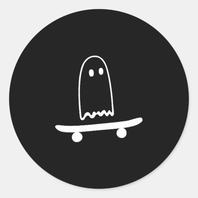Ghost skateboard lazy funny skateboarding classic round sticker (Front)
