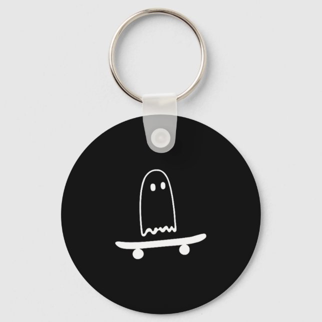 Ghost skateboard lazy funny skateboarding keychain (Front)