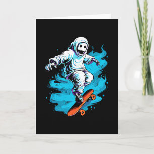 Ghost Skateboard Lazy Halloween Costume Funny Skat Card