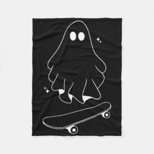 Ghost Skateboard Lazy Halloween Costume Funny Skat Fleece Blanket