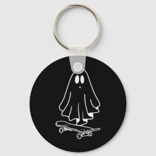 Ghost Skateboard Lazy Halloween Costume Funny Skat Keychain