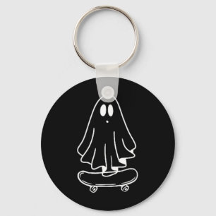 Ghost Skateboard Lazy Halloween Costume Funny Skat Keychain