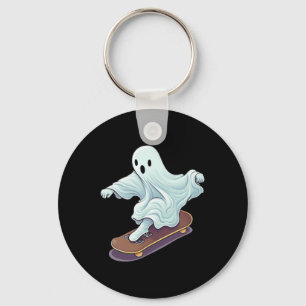Ghost Skateboard Lazy Halloween Costume Funny Skat Keychain