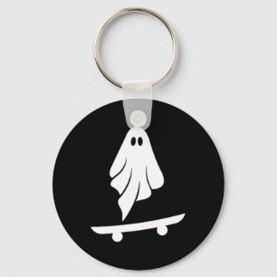 Ghost Skateboard Lazy Halloween Costume Funny Skat Keychain