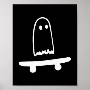 Ghost Skateboard Lazy Halloween Costume Funny Skat Poster