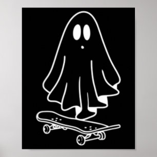 Ghost Skateboard Lazy Halloween Costume Funny Skat Poster