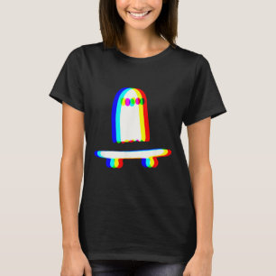 Ghost Skateboard Lazy Halloween Costume Funny Skat T-Shirt