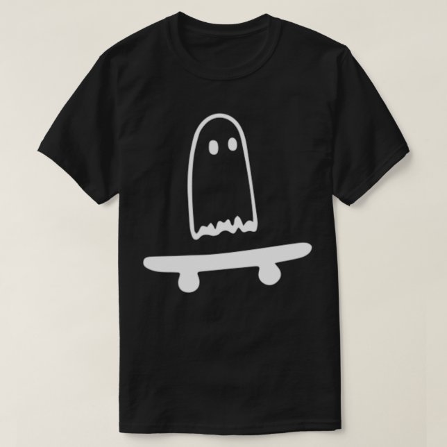 Ghost Skateboard Lazy Halloween Costume Funny Skat T-Shirt (Design Front)