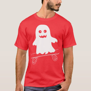 Ghost Skateboard Lazy Halloween Costume Skateboard T-Shirt
