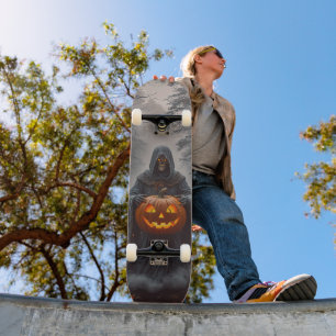 Ghost Skateboard with a Pumpkin