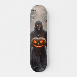 Ghost Skateboard with Pumpkin