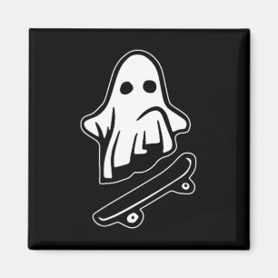 Ghost Skateboarding Halloween Costume Funny Ghoul Magnet