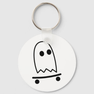 Ghost Skateboarding Lazy Halloween Costume Fun Ska Keychain