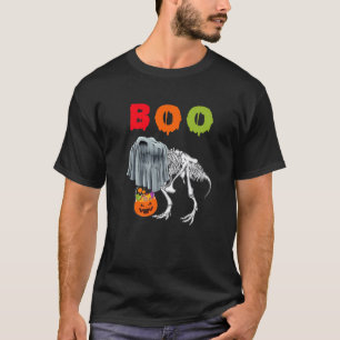 Ghost Skeleton Dinosaur Holding Jackolantern Hallo T-Shirt