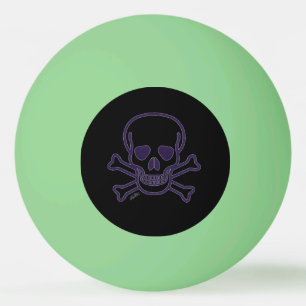 Ghost Skull green glow 1 star ping pong ball