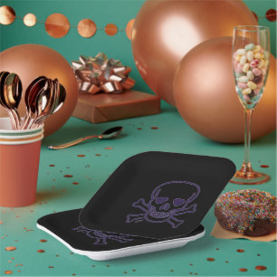 Ghost Skull square paper plates