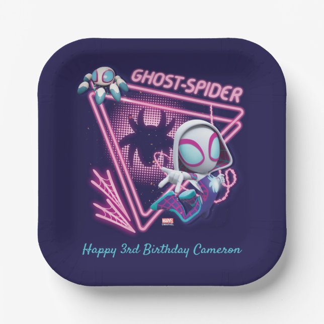 Ghost Spider | Birthday Girl Paper Plate (Front)