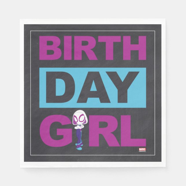 Ghost Spider | Chalkboard Birthday girl Napkin (Front)