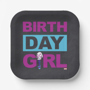 Ghost Spider Chalkboard Birthday Girl Paper Plate